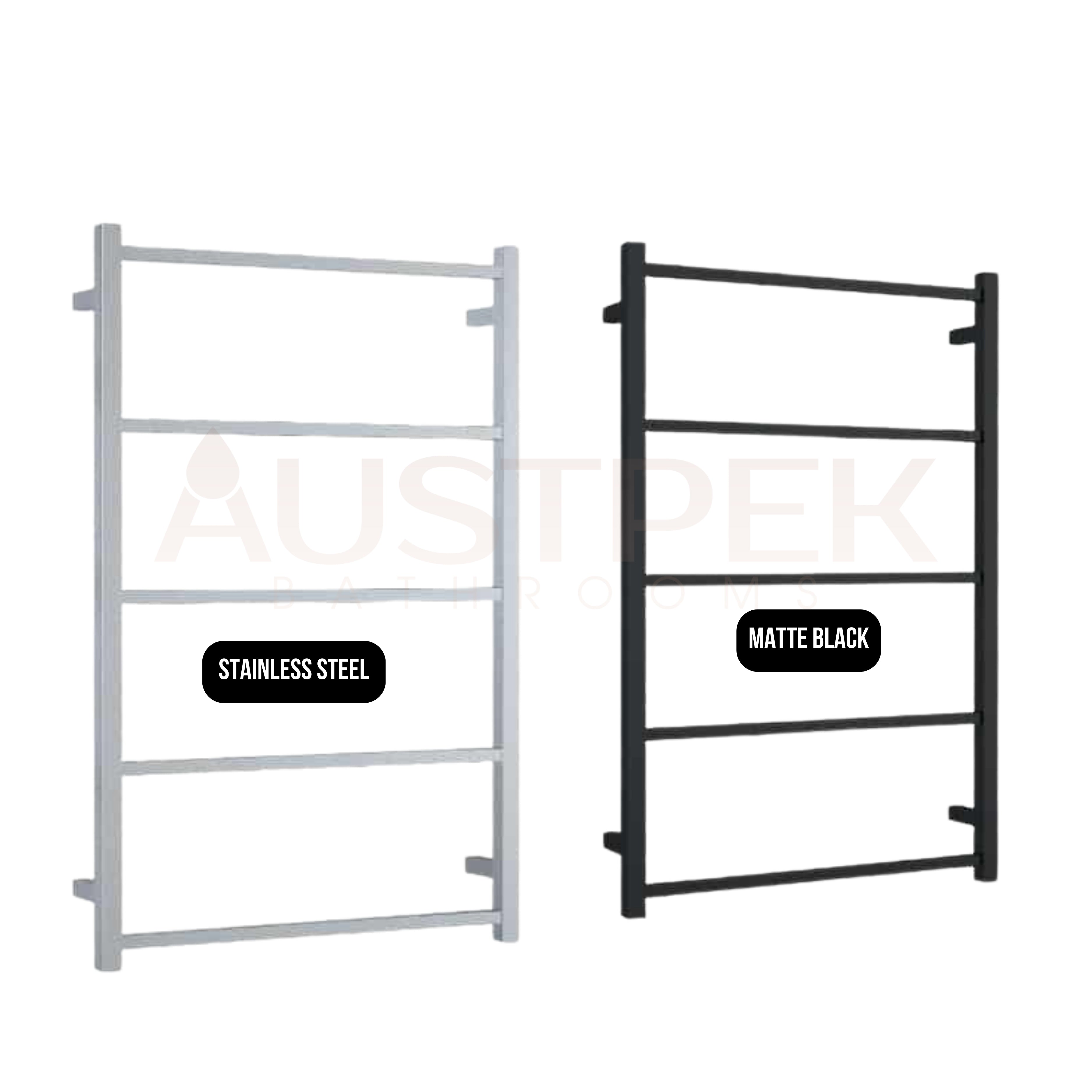 THERMOGROUP SQUARE NON-HEATED LADDER TOWEL RAIL MATTE BLACK 650MM