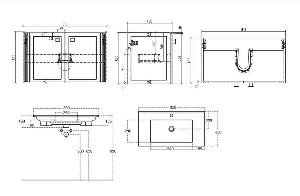 BEL BAGNO ATRIA NEO BLACK PATTERN 850MM SINGLE BOWL WALL HUNG VANITY AND BASIN