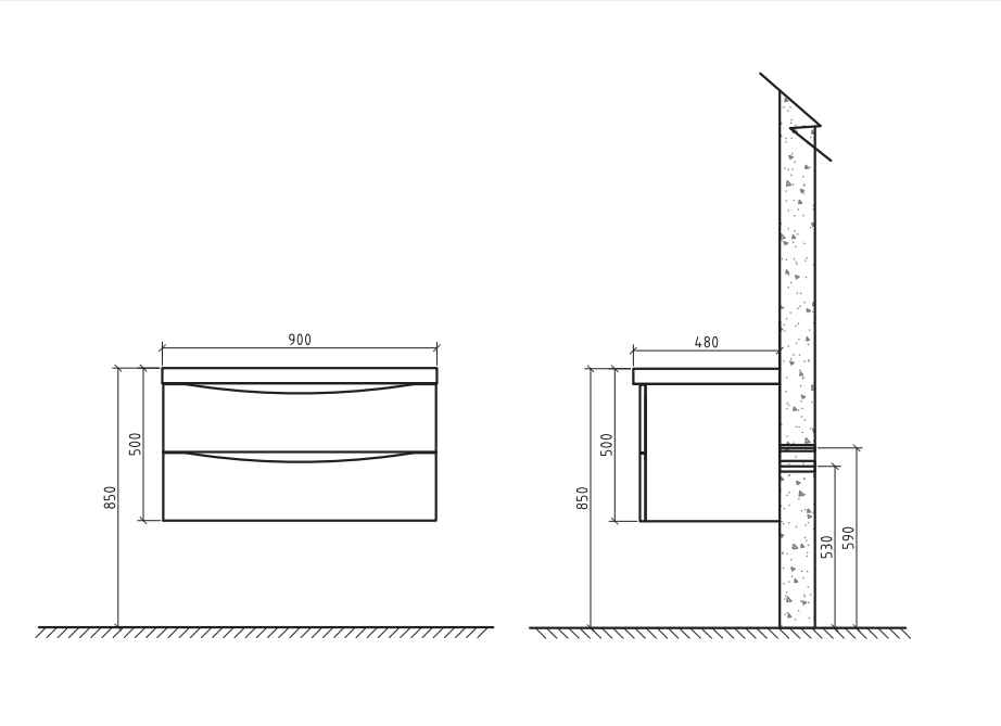 BEL BAGNO ANCONA WHITE OAK 900MM SINGLE BOWL WALL HUNG VANITY AND BASIN