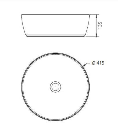 OLIVERI NAPLES CIRCULAR ABOVE COUNTER TOP BASIN BLACK 415MM
