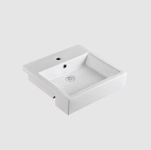 OLIVERI MUNICH SQUARE SEMI-RECESSED BASIN WHITE 500MM