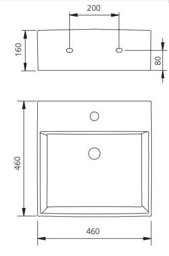 OLIVERI MUNICH SQUARE WALL HUNG BASIN WHITE 460MM