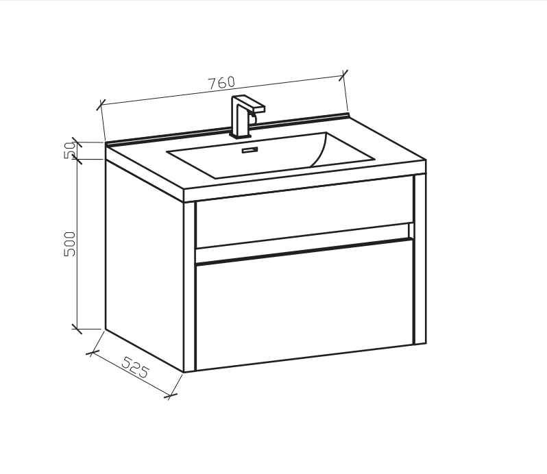 BEL BAGNO ALEXANDRA GLOSS WHITE 760MM SINGLE BOWL WALL HUNG VANITY AND BASIN