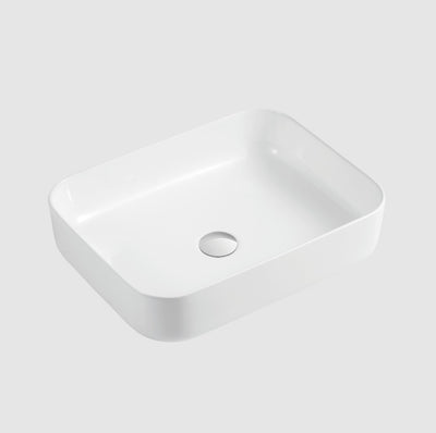 OLIVERI NAPLES RECTANGULAR ABOVE COUNTER TOP BASIN WHITE 500MM