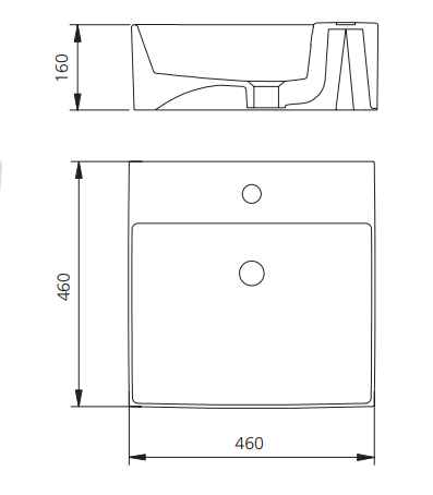 OLIVERI MUNICH SQUARE ABOVE COUNTER TOP BASIN WHITE 460MM