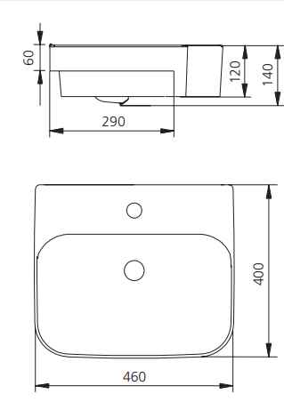 OLIVERI DUBLIN RECTANGULAR SEMI-RECESSED BASIN WHITE 460MM