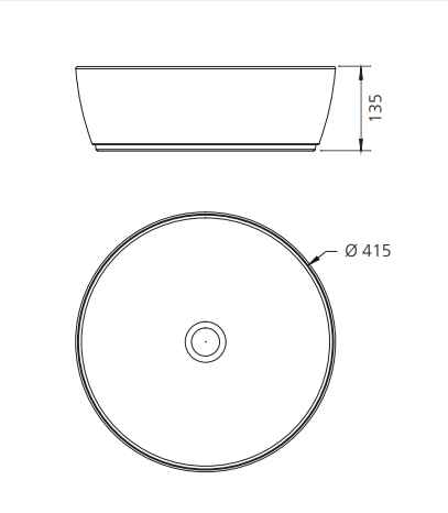 OLIVERI NAPLES CIRCULAR ABOVE COUNTER TOP BASIN WHITE 415MM