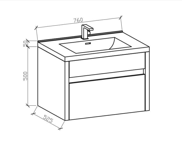 BEL BAGNO ALEXANDRA SILVER OAK 760MM SINGLE BOWL WALL HUNG VANITY AND BASIN