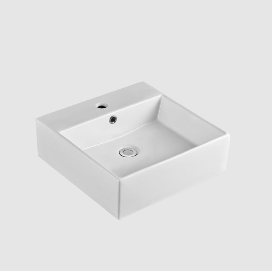 OLIVERI MUNICH SQUARE WALL HUNG BASIN WHITE 460MM