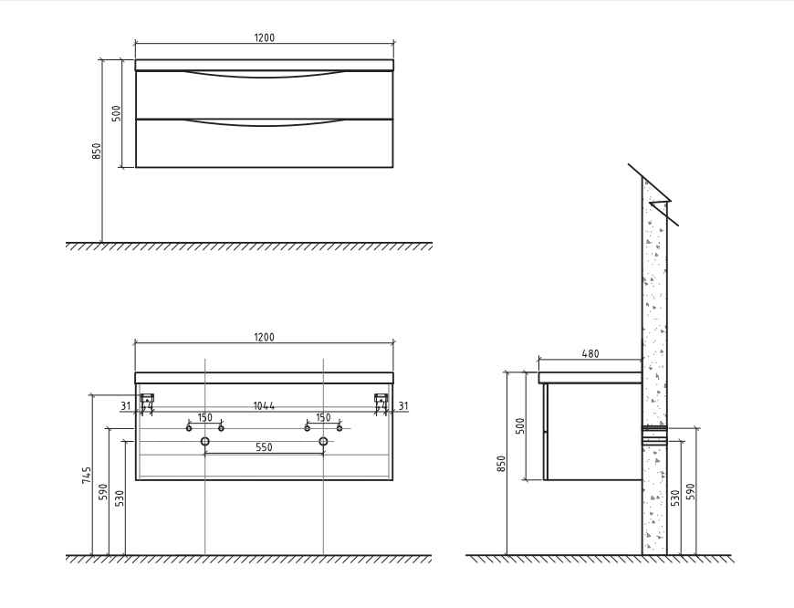 BEL BAGNO ANCONA WHITE OAK 1200MM SINGLE BOWL WALL HUNG VANITY AND BASIN