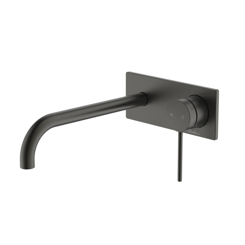 OLIVERI VENICE CURVED WALL MIXER SET 172MM GUN METAL