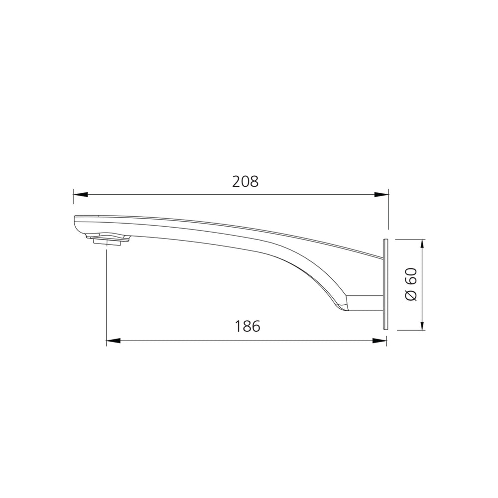 OLIVERI VERONA WALL SPOUT 208MM CHROME
