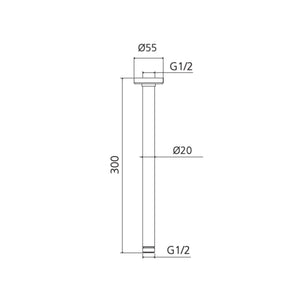 OLIVERI ROME CEILING MOUNTED SHOWER ARM 300MM CLASSIC GOLD