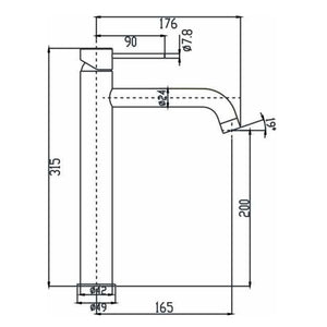 HELLYCAR IDEAL HIGH BASIN MIXER 315MM BLACK
