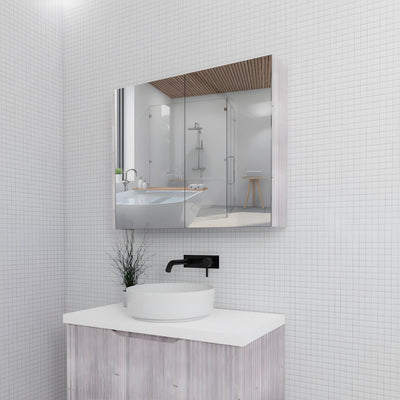 RIVA GENEVA WHITE OAK FLUTED MIRROR CABINET 900X720MM