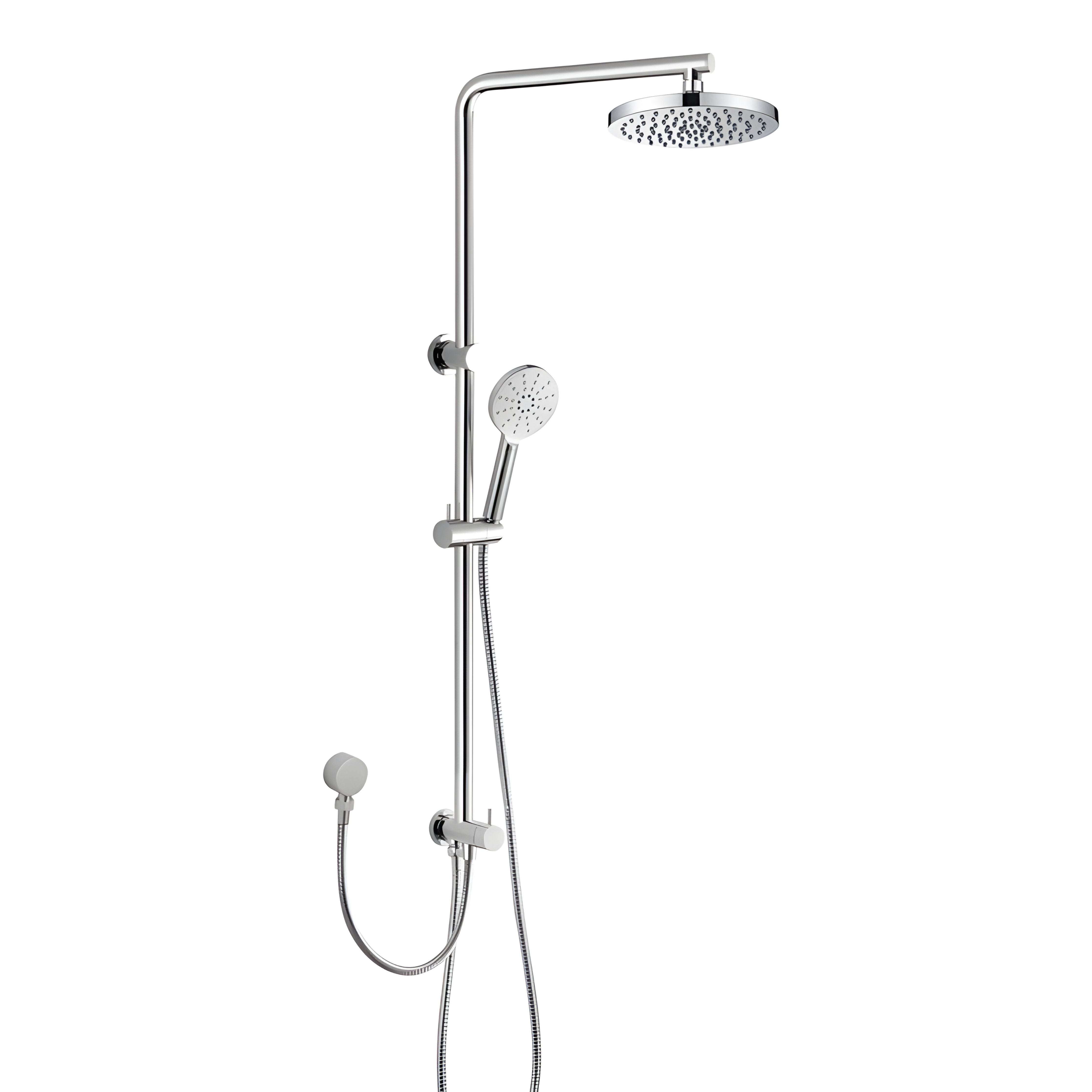 IKON CORA ROUND MULTI FUNCTION SHOWER SET TWO HOSES CHROME