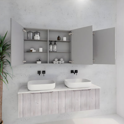 RIVA GENEVA WHITE OAK FLUTED MIRROR CABINET 1500X720MM