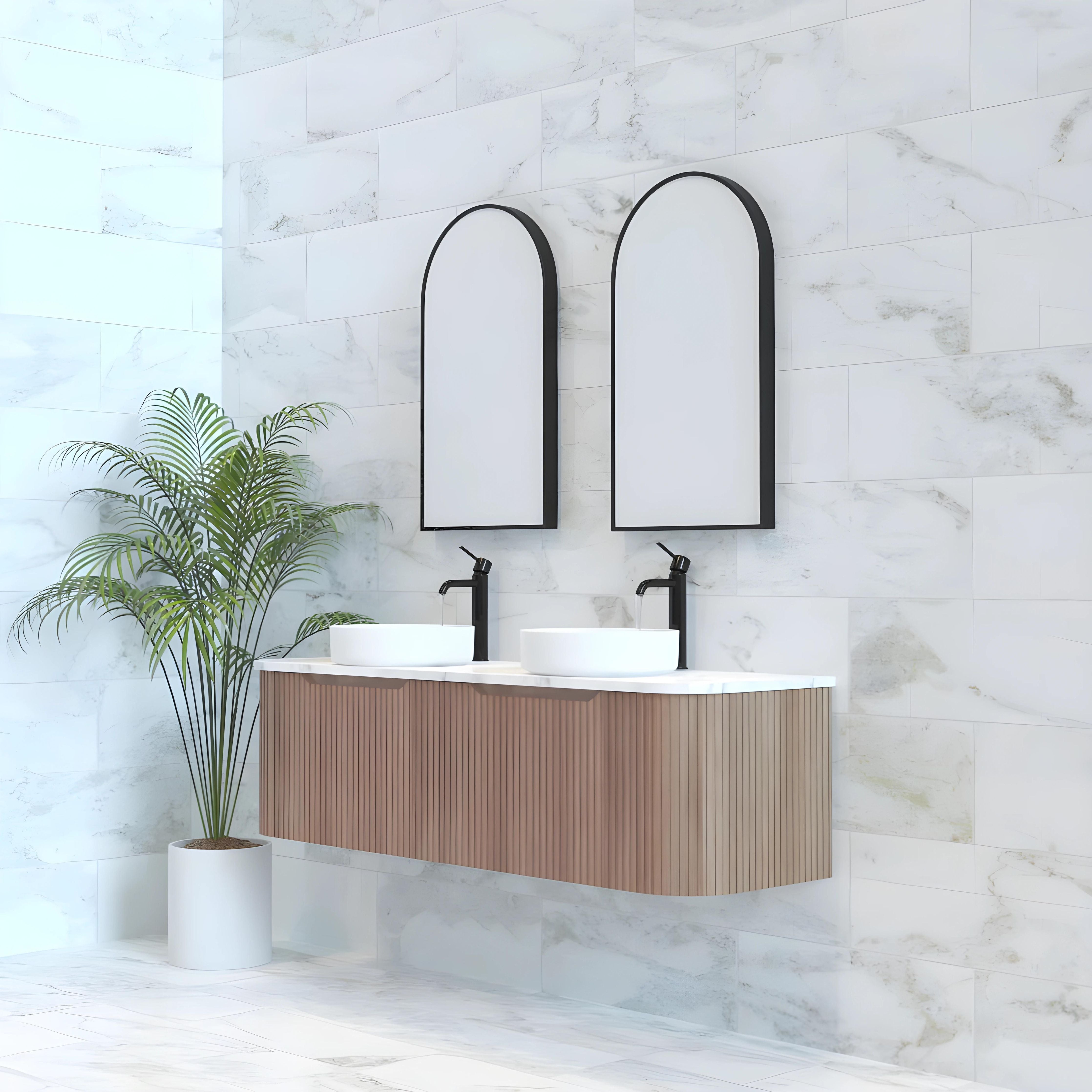 RIVA BERGEN SOLID TIMBER 1500MM DOUBLE BOWL WALL HUNG VANITY