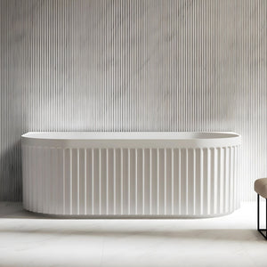 RIVA ROMA FLUTED BACK TO WALL BATHTUB MATTE WHITE (AVAILABLE IN 1500MM AND 1700MM)