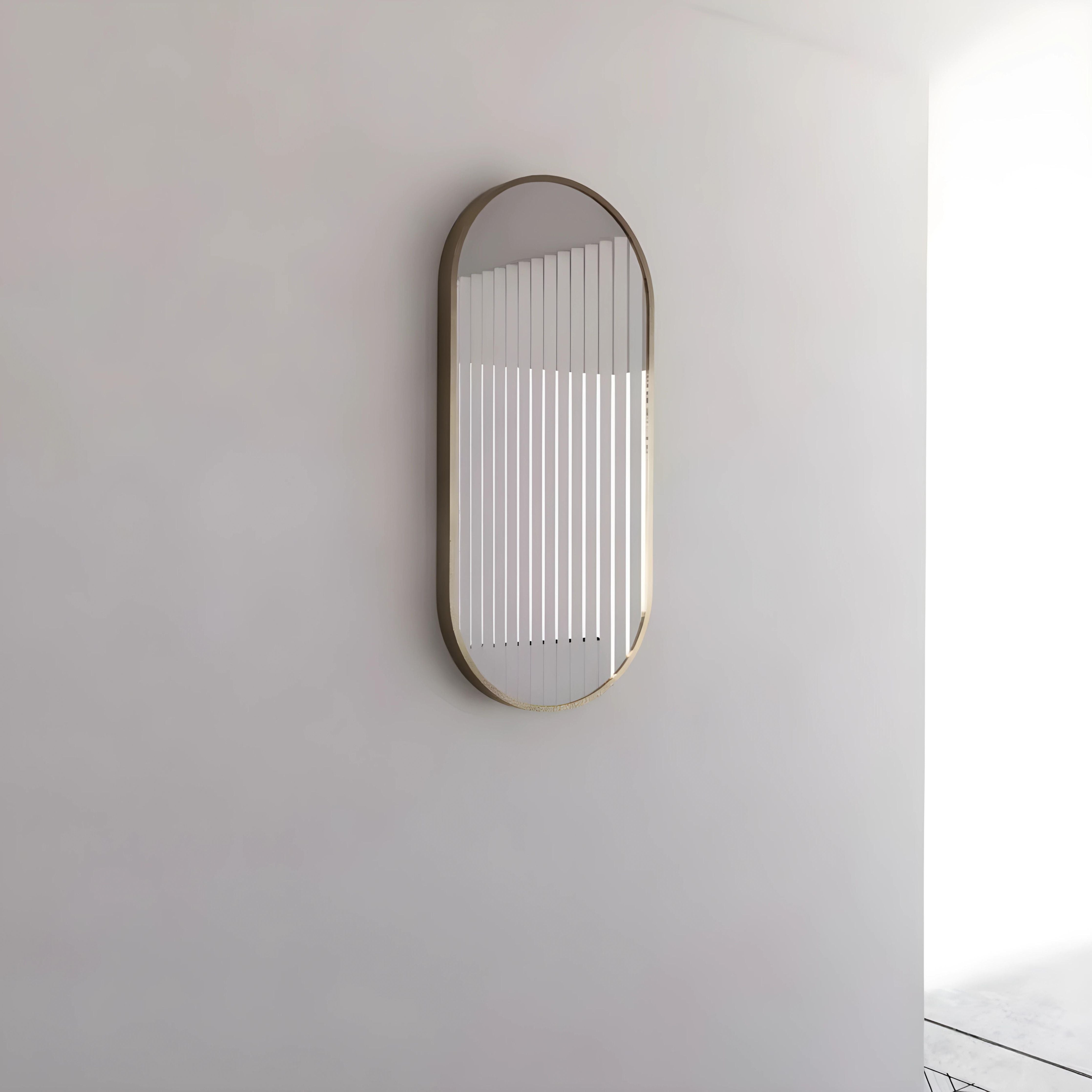 RIVA FRAMED OVAL MIRROR WALL MOUNTED GOLD 900MM