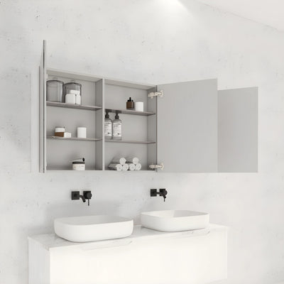 RIVA GENEVA MATTE WHITE FLUTED MIRROR CABINET 1500X720MM
