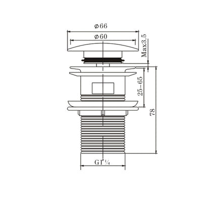 AQUAPERLA POPUP OVERFLOW BASIN WASTE 32MM CHROME