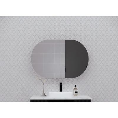 RIVA LONDON MATTE BLACK SHAVING CABINET 870X600MM