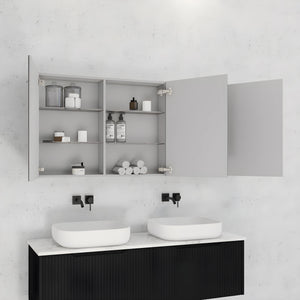 RIVA GENEVA MATTE BLACK FLUTED MIRROR CABINET 1500X720MM