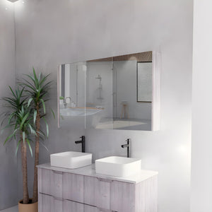 RIVA GENEVA WHITE OAK FLUTED MIRROR CABINET 1200X720MM