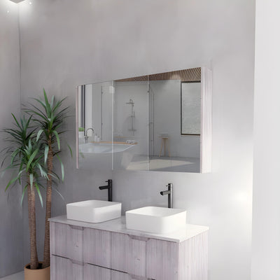 RIVA GENEVA WHITE OAK FLUTED MIRROR CABINET 1200X720MM