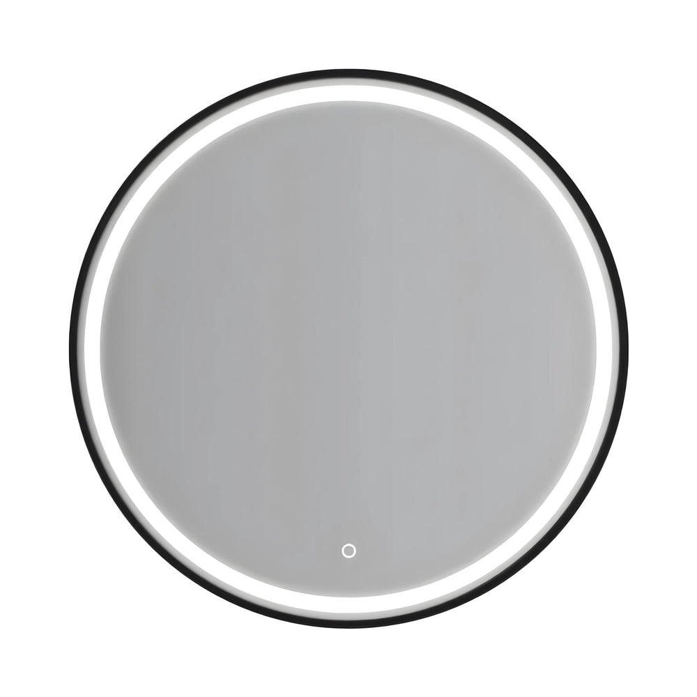 AQUAPERLA ROUND FRAMED LED MIRROR 3 COLOUR LIGHTS BLACK 900MM