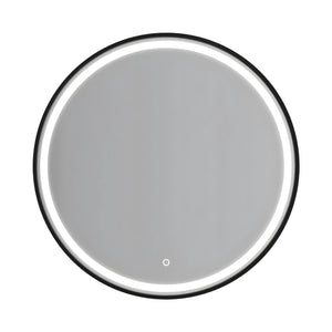 AQUAPERLA ROUND FRAMED LED MIRROR 3 COLOUR LIGHTS BLACK 900MM