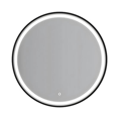 AQUAPERLA ROUND FRAMED LED MIRROR 3 COLOUR LIGHTS BLACK 900MM