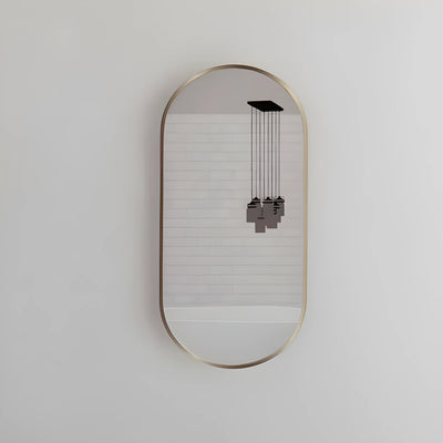 RIVA FRAMED OVAL MIRROR WALL MOUNTED GOLD 450X900MM