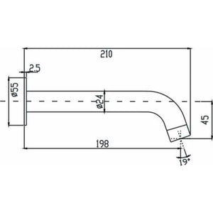 HELLYCAR IDEAL BATH OUTLET 210MM BRUSHED NICKEL