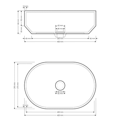 MADU EDEN ABOVE COUNTER BASIN TERRAZO STONE BLACK 450MM