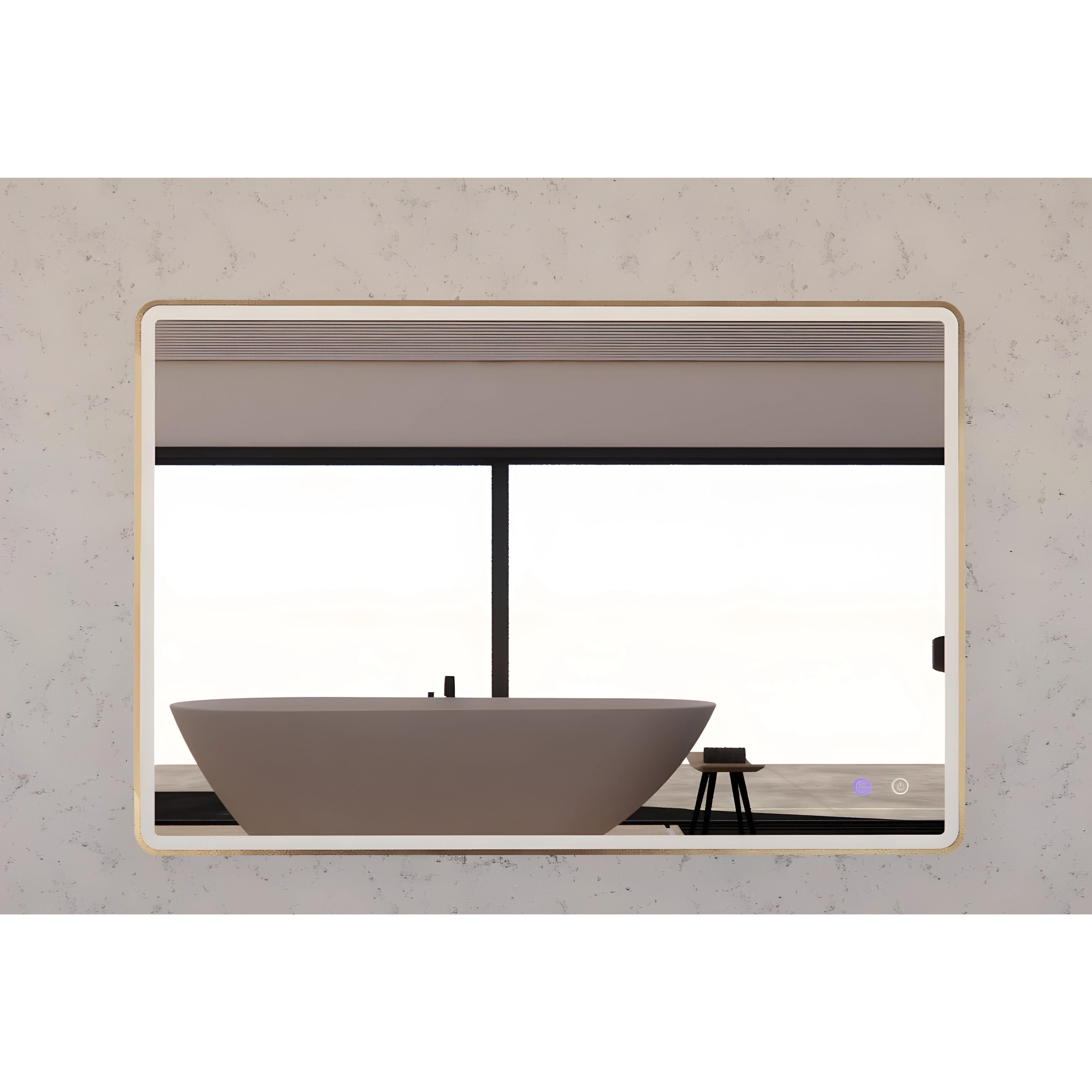 RIVA S4 FRAMED RECTANGLE LED MIRROR 3 COLOUR LIGHTS GOLD 750X900MM