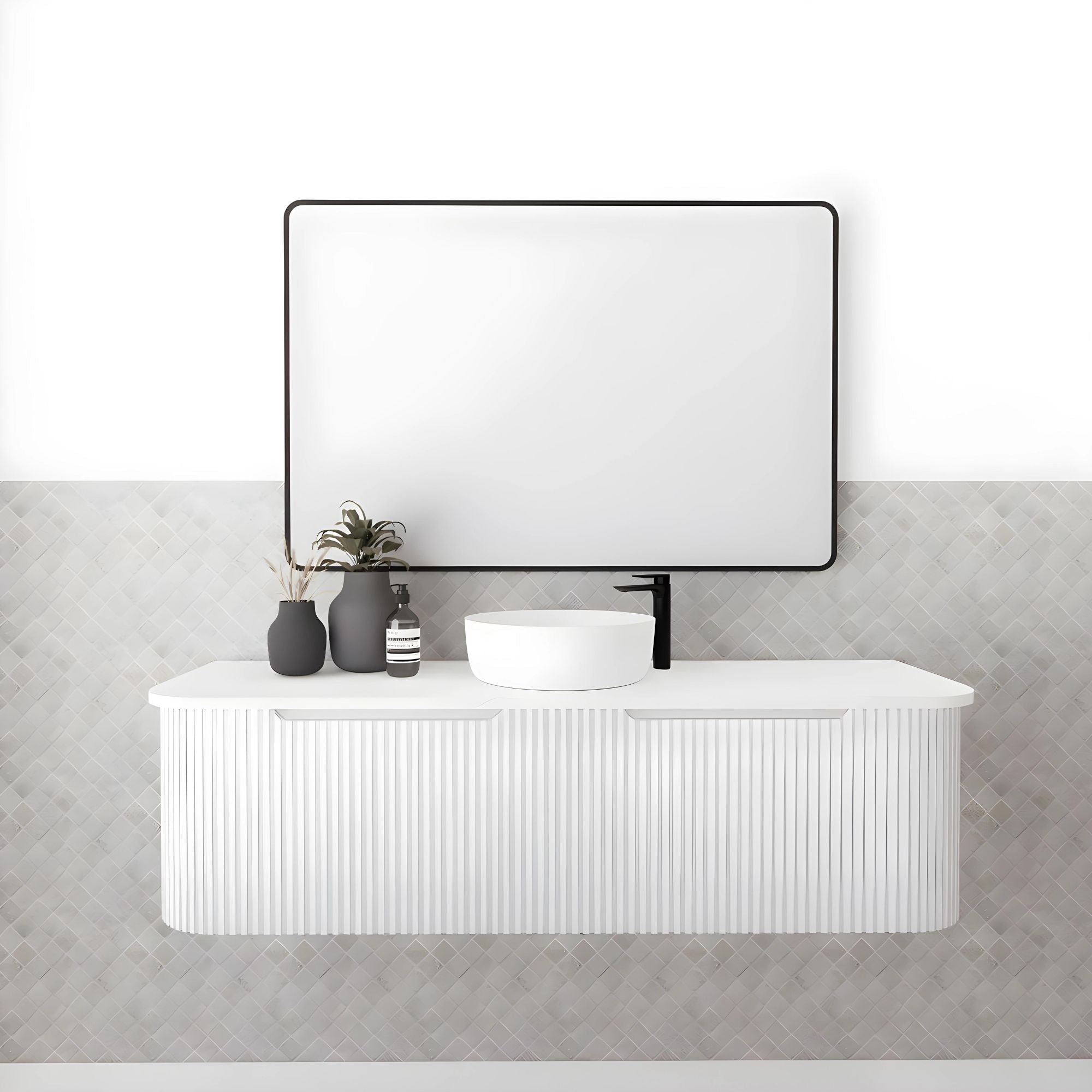 RIVA BERGEN MATTE WHITE 1500MM SINGLE BOWL WALL HUNG VANITY