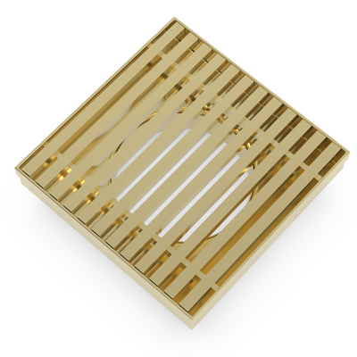 BELLA VISTA BUILDERS AU-PATTERN MINI SHOWER GRATE 100MM SHINY GOLD