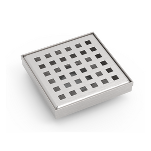 BELLA VISTA BUILDERS SQUARE PATTERN MINI SHOWER GRATE 100MM STAINLESS STEEL