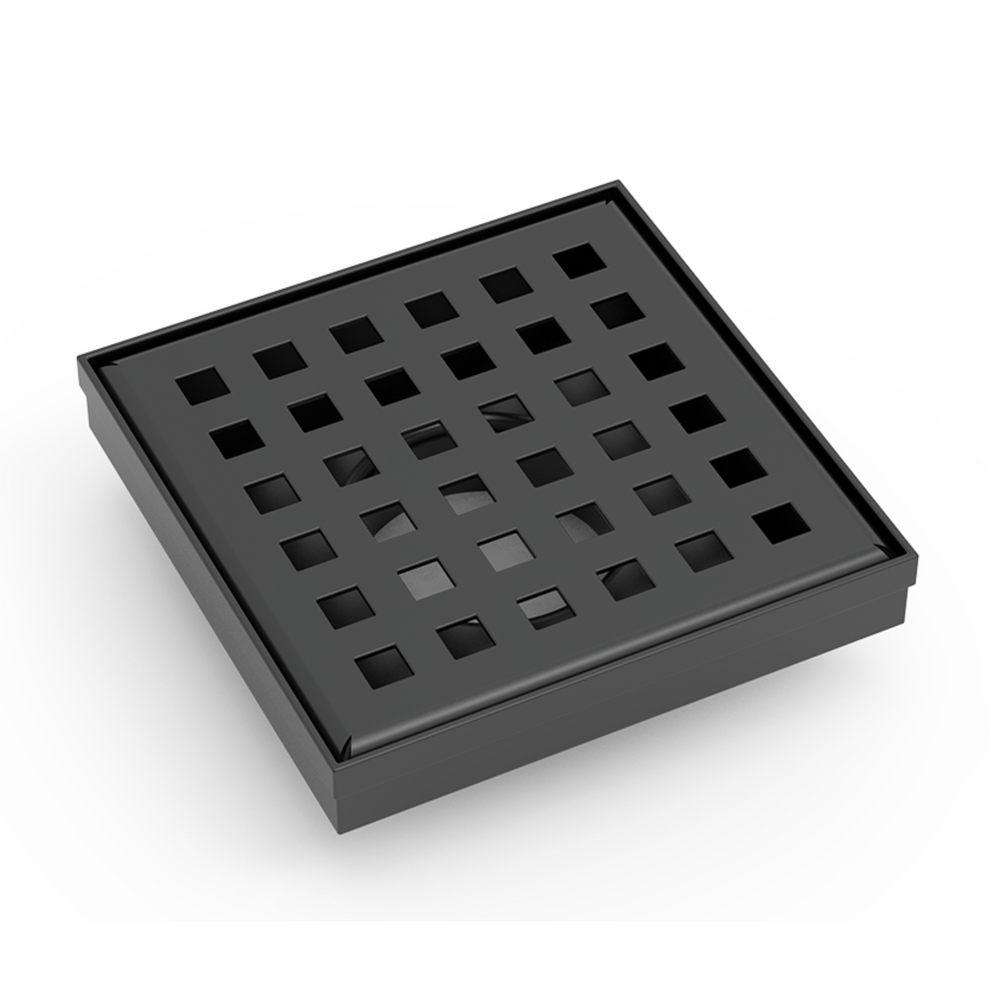 BELLA VISTA BUILDERS SQUARE PATTERN MINI SHOWER GRATE 100MM BLACK
