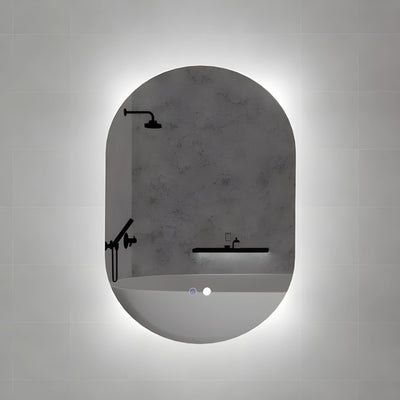 RIVA O2 FRAMELESS BACKLIT OVAL LED MIRROR 3 COLOUR LIGHTS 600X900MM