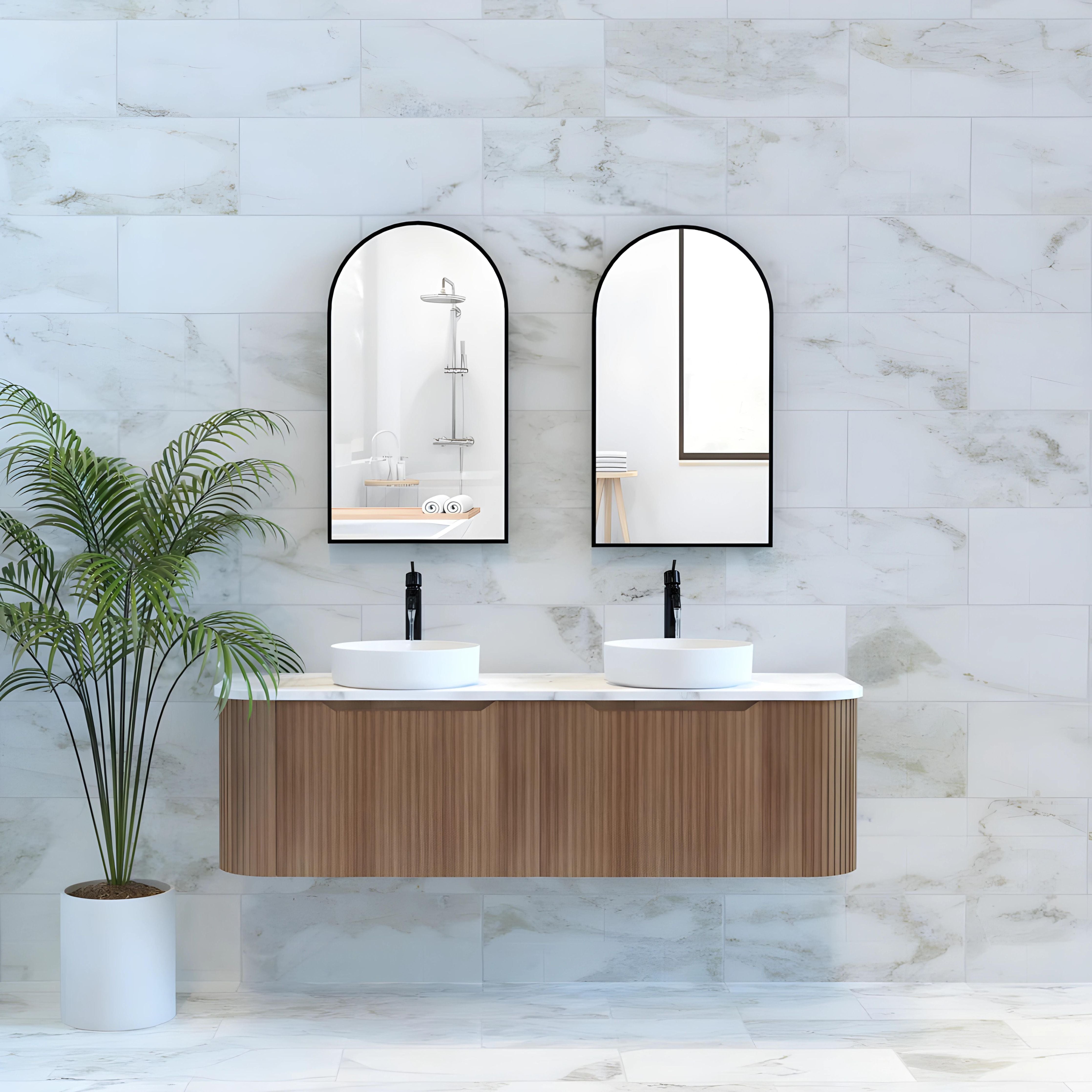 RIVA BERGEN SOLID TIMBER 1500MM DOUBLE BOWL WALL HUNG VANITY