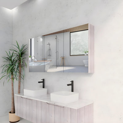 RIVA GENEVA WHITE OAK FLUTED MIRROR CABINET 1500X720MM