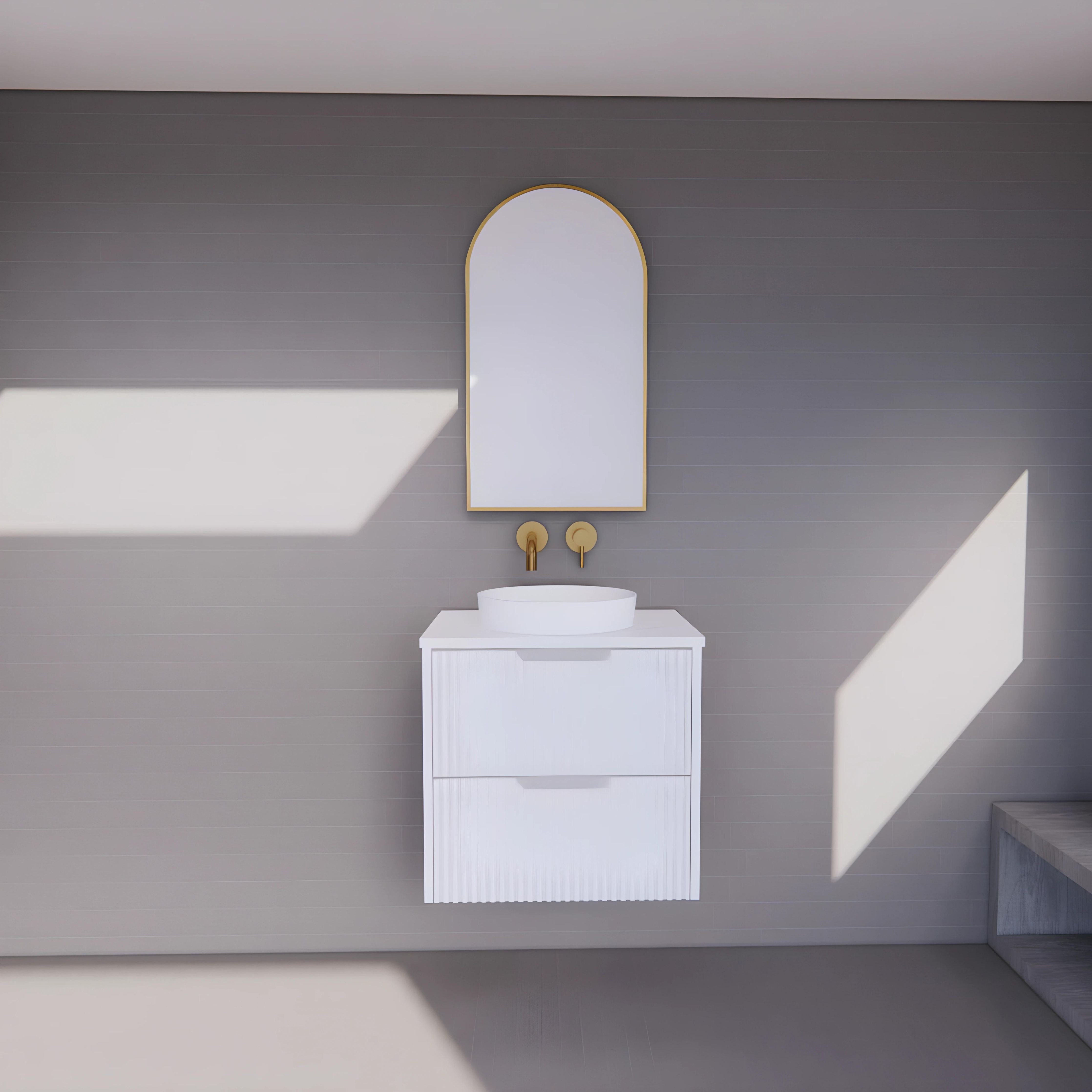 RIVA BALI MATTE WHITE 600MM SINGLE BOWL WALL HUNG VANITY