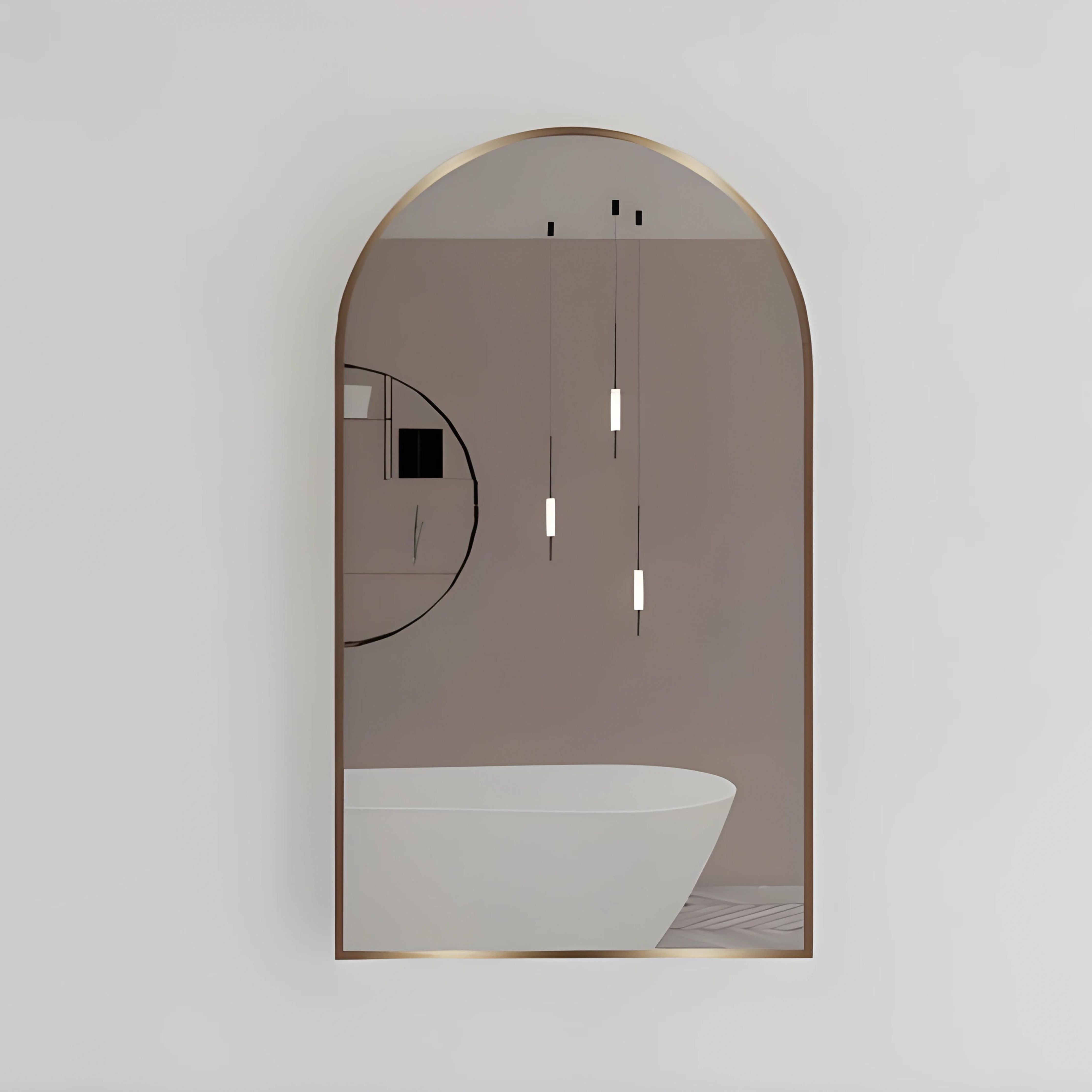 RIVA FRAMED PLAIN ARCH MIRROR GOLD 800MM