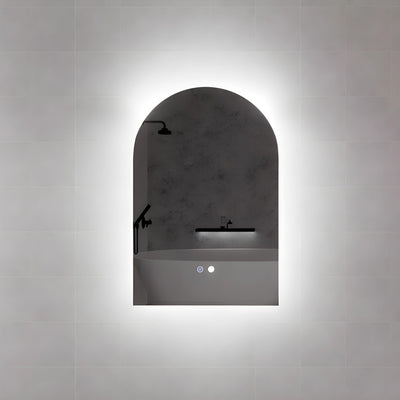 RIVA AR1 FRAMELESS BACKLIT ARCH LED MIRROR 3 COLOUR LIGHTS 600X900MM