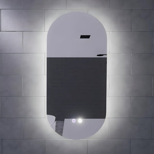 RIVA O2 FRAMELESS BACKLIT OVAL LED MIRROR 3 COLOUR LIGHTS 450X900MM