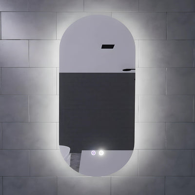 RIVA O2 FRAMELESS BACKLIT OVAL LED MIRROR 3 COLOUR LIGHTS 450X900MM