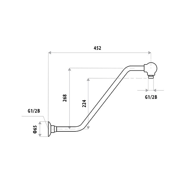 LINKWARE UPSWEPT SHOWER ARM 452MM CHROME